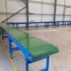 long belt conveyor with 90 degree bend