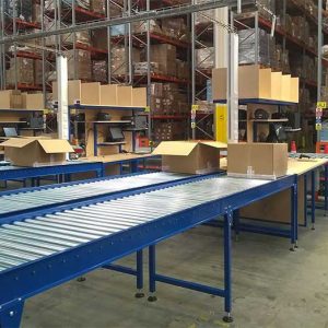 roller conveyor in warehouse
