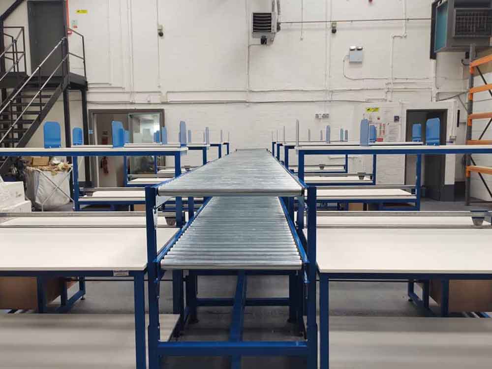 Twin tiered gravity roller conveyor