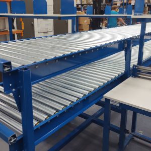 Twin tier gravity roller conveyor