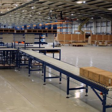 packing system installed with gravity roller conveyor