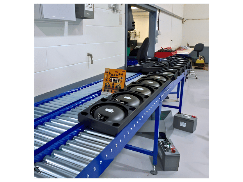 three lane assembly roller conveyor